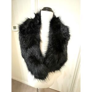 Faux Fur Stole Collar Shoulder Wrap Wedding Black Bridal Mob Wife Prom Party VTG